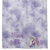 Paarse eenhoorn glitter harten douchegordijn (Voorkant)