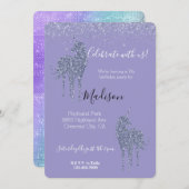 Paarse Eenhoorn Glitter Kaart (Voorkant / Achterkant)