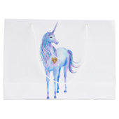 Paarse eenhoorn gouden glitter hart gepersonalisee groot cadeauzakje (Achterkant)