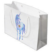 Paarse eenhoorn gouden glitter hart gepersonalisee groot cadeauzakje (Achterkant Gekanteld)