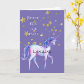 Paarse Eenhoorn Gouden Sterren Kaart (Gele Bloem)