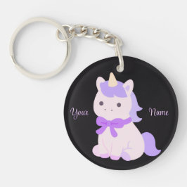 Paarse Eenhoorn Knuffel Kawaii Zwart Sleutelhanger