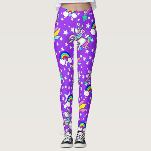 Paarse Eenhoorn Leggings (Voorkant)