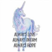 Paarse Eenhoorn Liefde Droom Hoop Sticker (Voorkant)