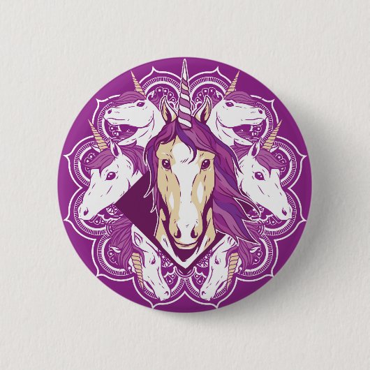 Paarse Eenhoorn Mandala Ronde Button 5,7 Cm (Voorkant)