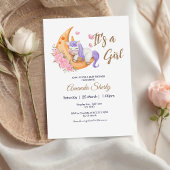 Paarse Eenhoorn op Maan Baby shower Uitnodiging