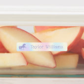 Paarse eenhoorn pastel regenboog kinder waterdicht labels (Aangebracht)