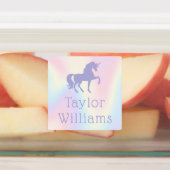 Paarse eenhoorn pastel regenboog kinder zelfkleven labels (Aangebracht)
