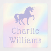 Paarse eenhoorn pastel regenboog kinder zelfkleven labels (Design 2)