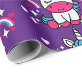 Paarse eenhoorn Pony Verjaardag Cadeaupapier (Rol Hoek)