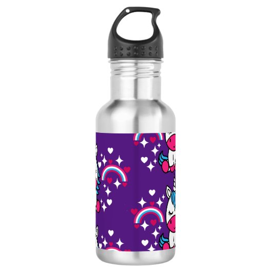 Paarse Eenhoorn Pony Waterfles (Voorkant)