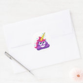 Paarse Eenhoorn Poop Emoji Ronde Stickers (Envelop)