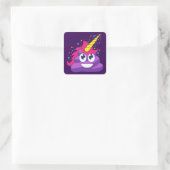  Paarse Eenhoorn Poop Emoji Vierkante Sticker (Tas)