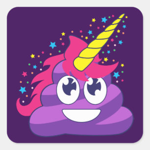  Paarse Eenhoorn Poop Emoji Vierkante Sticker
