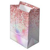 Paarse Eenhoorn Regenboog Glitter Medium Gift Bag Medium Cadeauzakje (Voorkant Gekanteld)