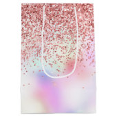 Paarse Eenhoorn Regenboog Glitter Medium Gift Bag Medium Cadeauzakje (Achterkant)