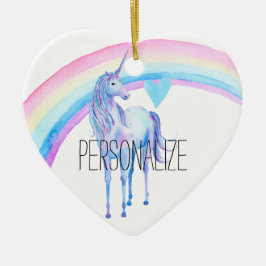 Paarse Eenhoorn Regenboog Hart Keramisch Ornament