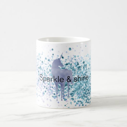 Paarse Eenhoorn Sparkle Aqua Glittery Confetti Magische Mok (Center)