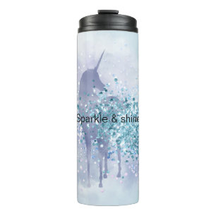 Paarse Eenhoorn Sparkle Aqua Glittery Confetti Thermosbeker