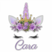  Paarse Eenhoorn|Sparkly Gold Glitter Crown Sticker (Voorkant)