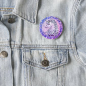Paarse Eenhoorn speld Ronde Button 5,7 Cm (In situ)