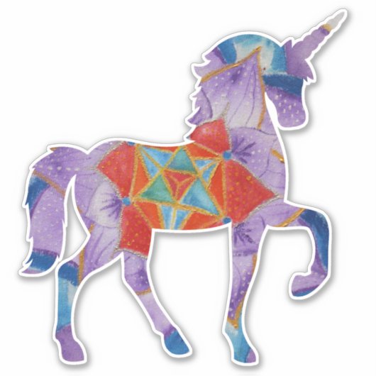 Paarse eenhoorn sticker (Voorkant)