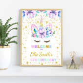 Paarse Eenhoorn Verjaardagsfeest Welkomstbord Poster