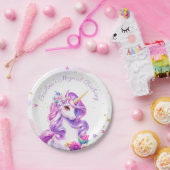 Paarse Eenhoorn verjaardagsfeestje Papier Borden Papieren Bordje (Feest)