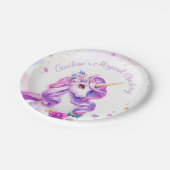 Paarse Eenhoorn verjaardagsfeestje Papier Borden Papieren Bordje (Gekanteld)