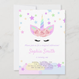 Paarse eenhoorn verjaardagsuitnodiging kaart