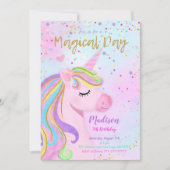 Paarse eenhoorn verjaardagsuitnodiging kaart (Voorkant)