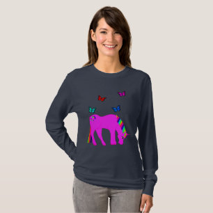 Paarse Eenhoorn & Vlinders Dames Lange Mouwen T-shirt