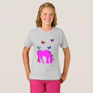 Paarse Eenhoorn & Vlinders Meisjes T-shirt