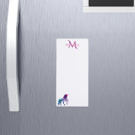 Paarse eenhoorn wit roze, enkel gegrammeerd magnetisch notitieblok<br><div class="desc">Een fantasie eenhoorn in turkoois,  paarse en een beetje roze. Witte achtergrond. Personaliseer en voeg Jouw naam en monogram letter in paarse en roze.</div>