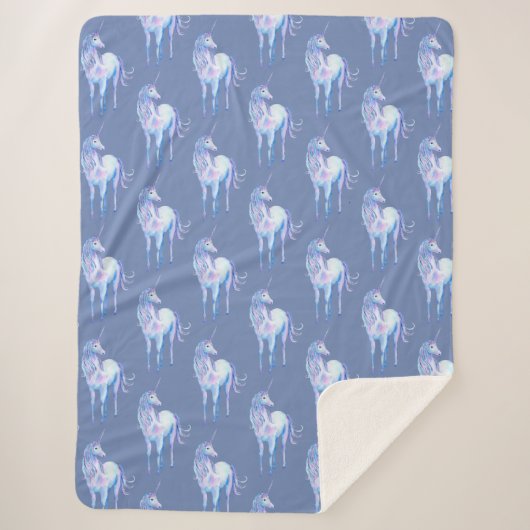 Paarse eenhoorndroom sherpa deken (Voorkant)