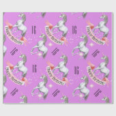 Paarse eenhoornmeisjes cadeaupapier (Vlak)