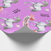 Paarse eenhoornmeisjes cadeaupapier (Hoek)