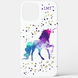 Paarse eenhoornmonogram Case-Mate iPhone case
