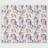 Paarse eenhoorns cadeaupapier (Vlak)