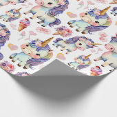 Paarse eenhoorns cadeaupapier (Hoek)