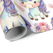 Paarse eenhoorns cadeaupapier (Rol Hoek)