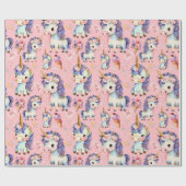 Paarse eenhoorns cadeaupapier (Vlak)