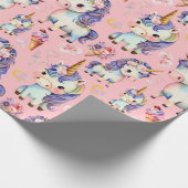 Paarse eenhoorns cadeaupapier (Hoek)