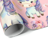 Paarse eenhoorns cadeaupapier (Rol Hoek)