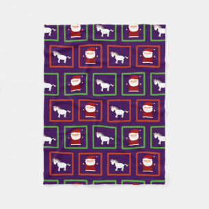 Paarse eenhoorns santa claus patroon fleece deken