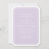 Paarse Eenmaal Elegant Wedding Invite Kaart (Voorkant)