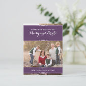 Paarse Eenvoudig Chic Holiday Foto Briefkaart (Staand voorkant)