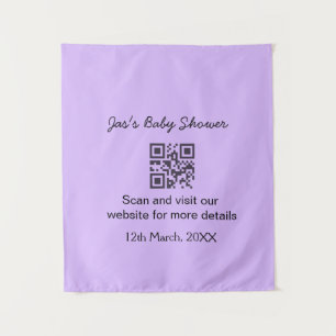 Paarse eenvoudige baby shower q r code voeg naam t wandkleed