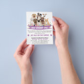 Paarse Eenvoudige Bloemen Geïllustreerde Hondentri Flyer (Hand)