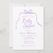 Paarse Eenvoudige Boog Baby shower Uitnodiging (Voorkant)